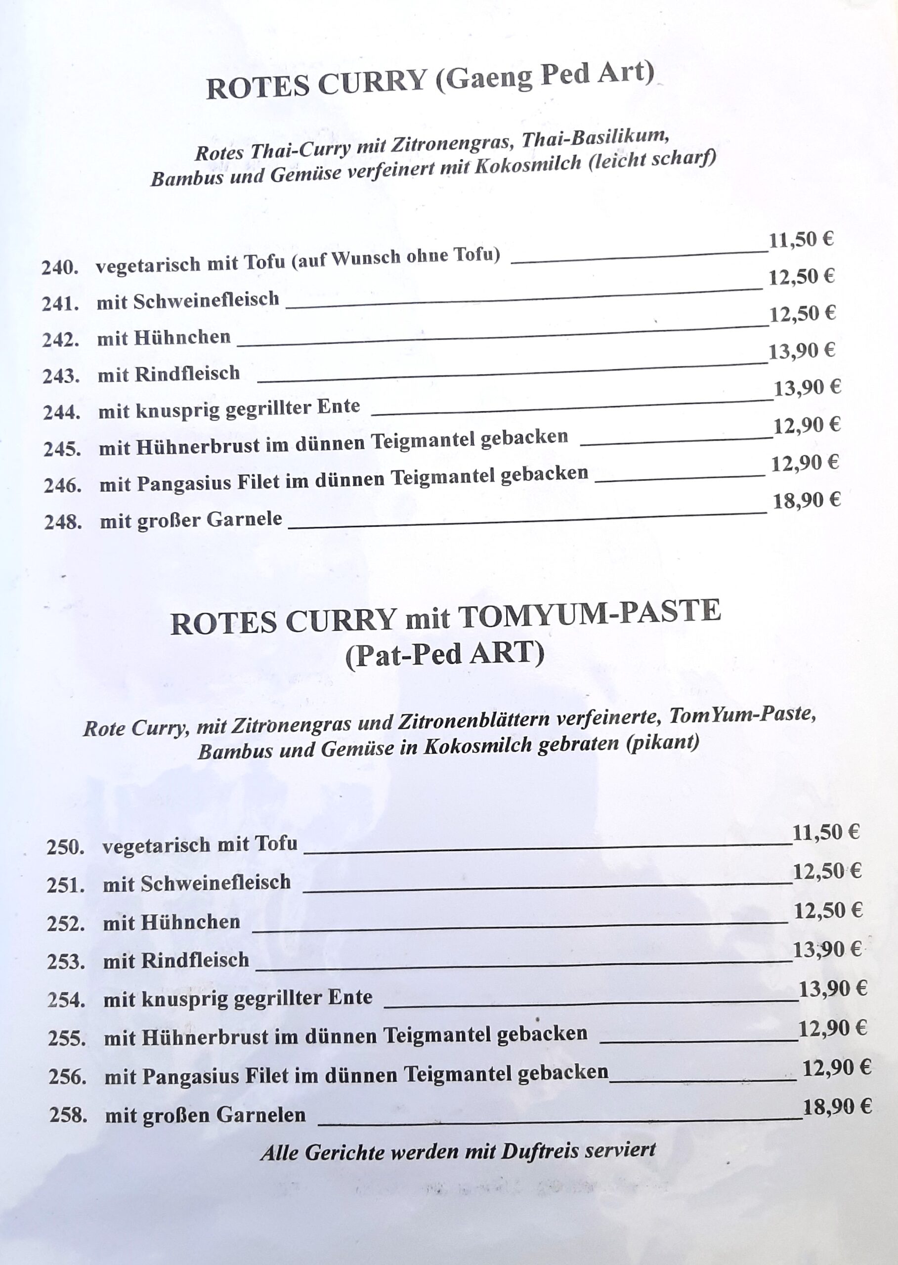 Asia Küche Tai Pan Speisekarte 12